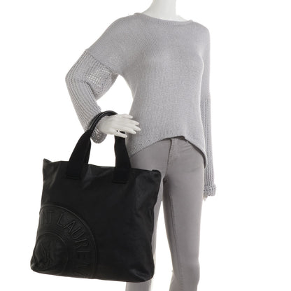 Saint Laurent Coated Canvas Leather Patch Logo Tote Black 2 of 8