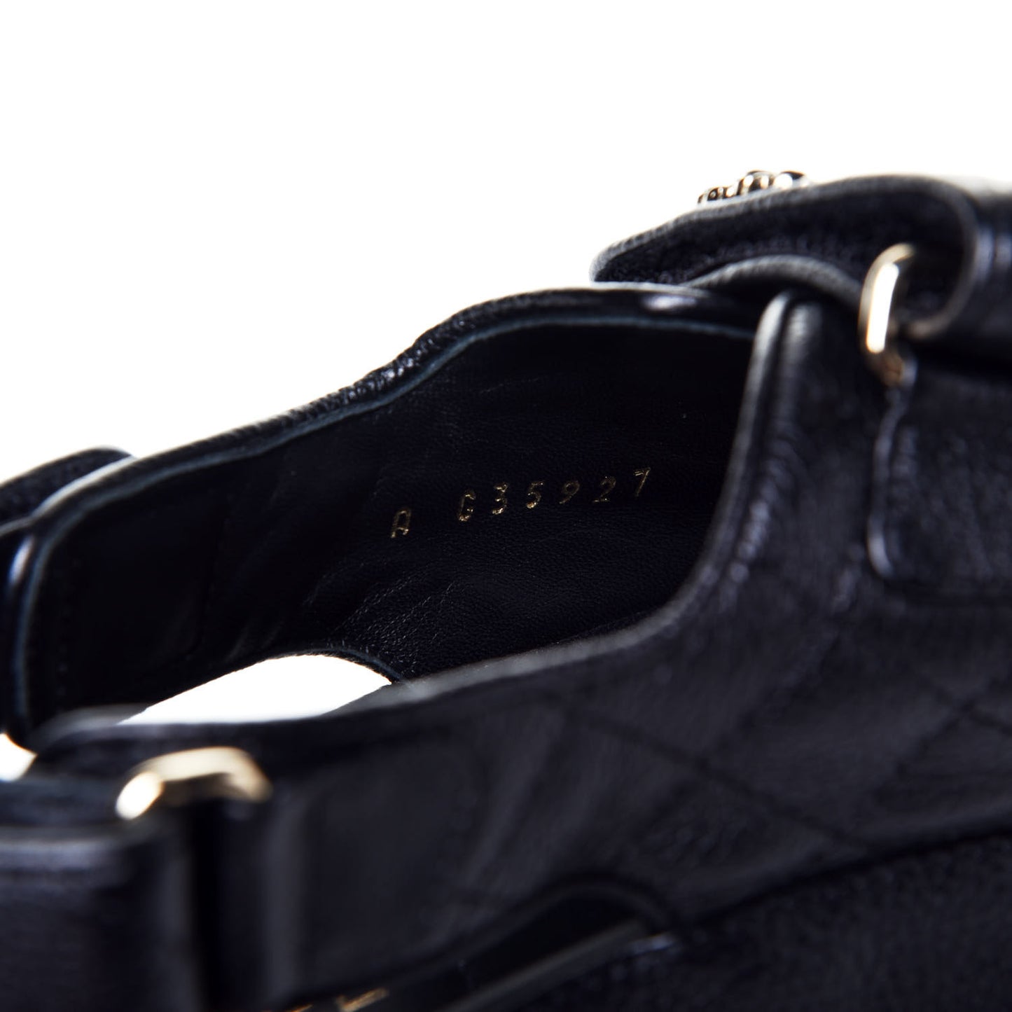 Grained Calfskin Velcro Dad Sandals 39 Black