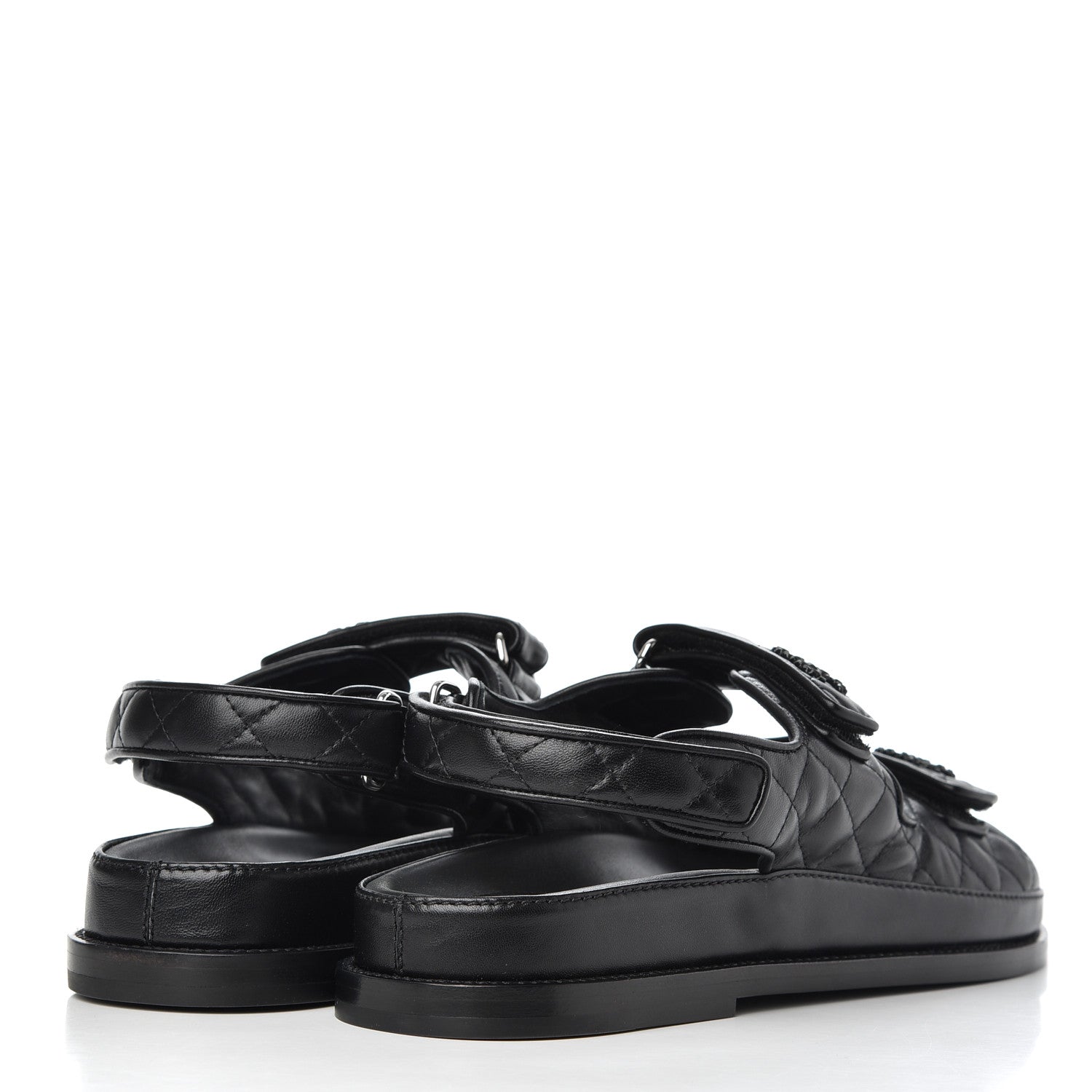 Chanel Lambskin Velcro Dad Sandals 41 Black 4 of 13