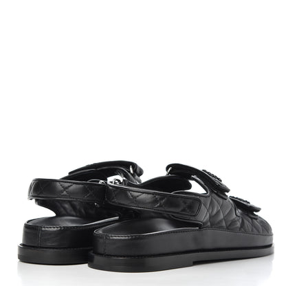 Chanel Lambskin Velcro Dad Sandals 41 Black 4 of 13