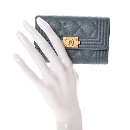 Chanel Caviar Quilted Boy Card Holder Wallet Blue 2 of 9
