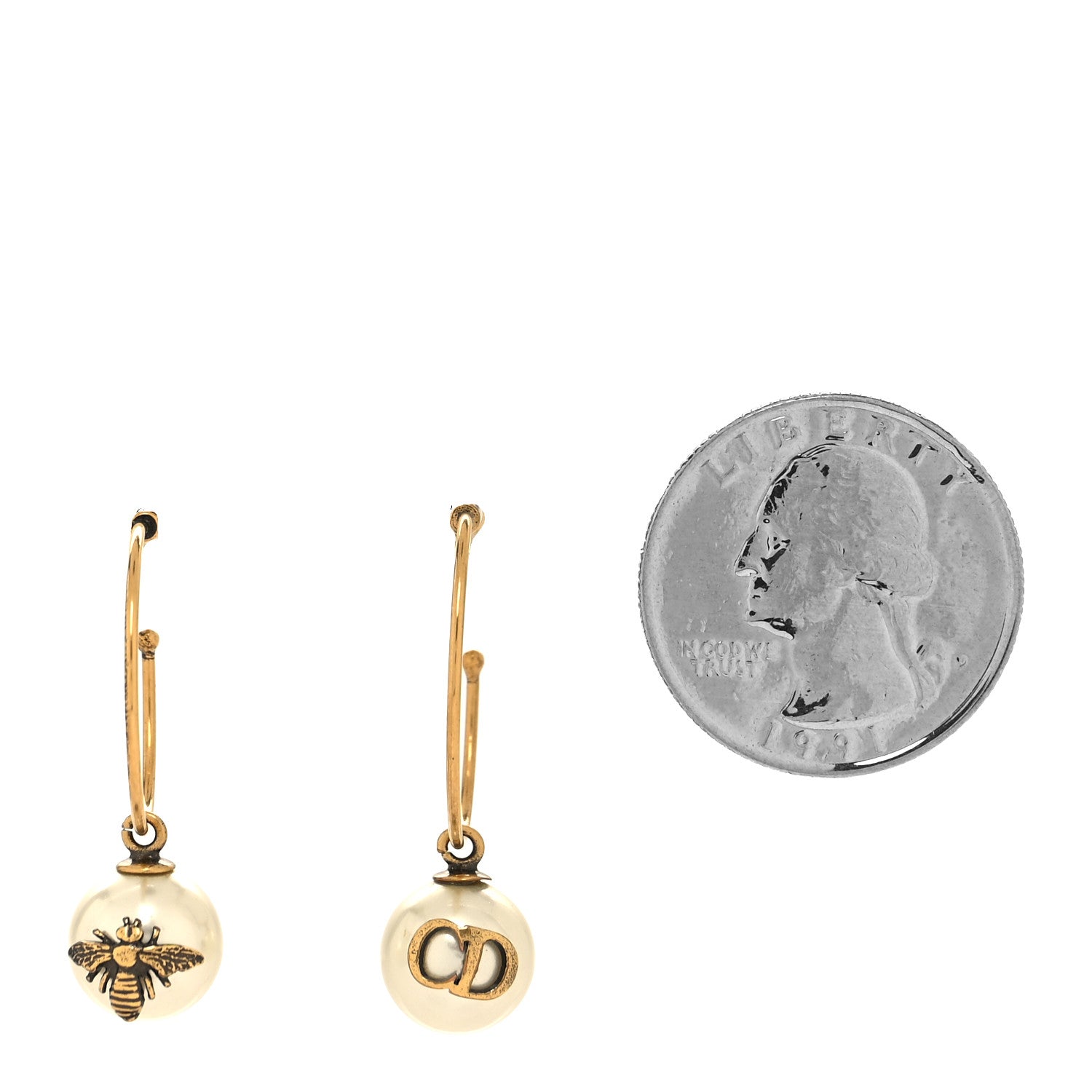 Christian Dior Pearl Bee Star Tribales Hoop Earrings 2 of 3