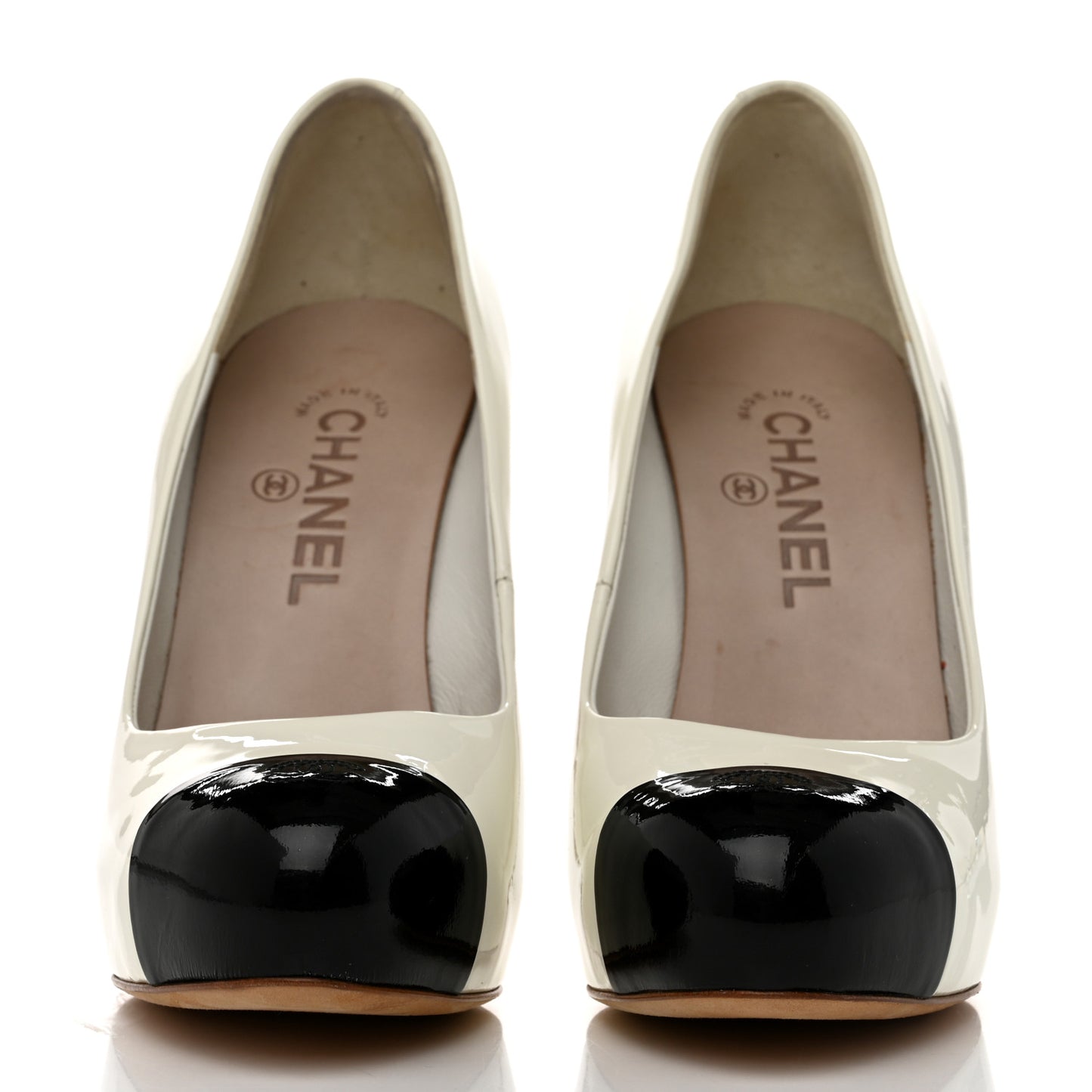 Patent Cap Toe CC Pumps 38.5 White Black