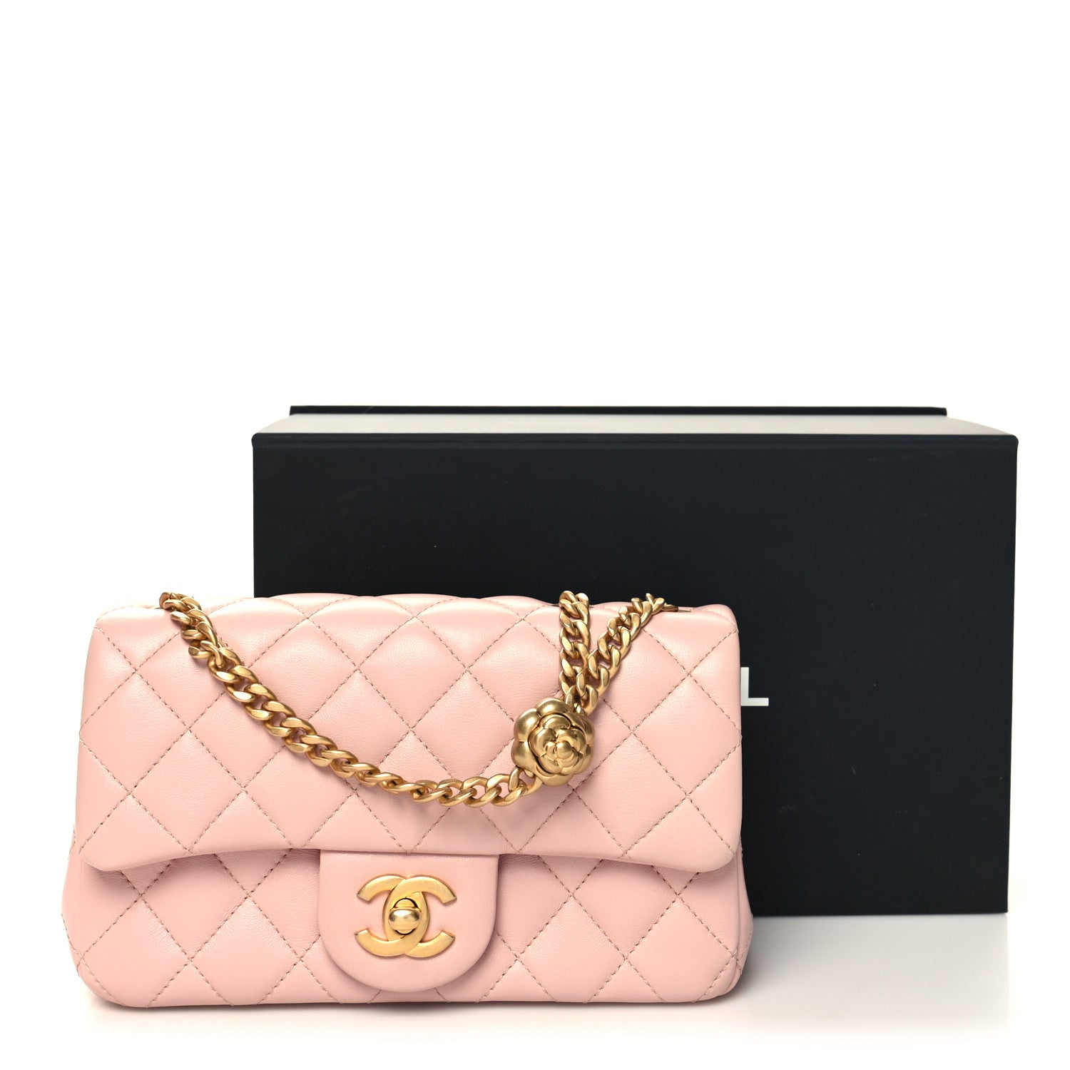 Chanel Lambskin Quilted Mini Rectangular Sweet Camellia Flap Light Pink 12 of 12