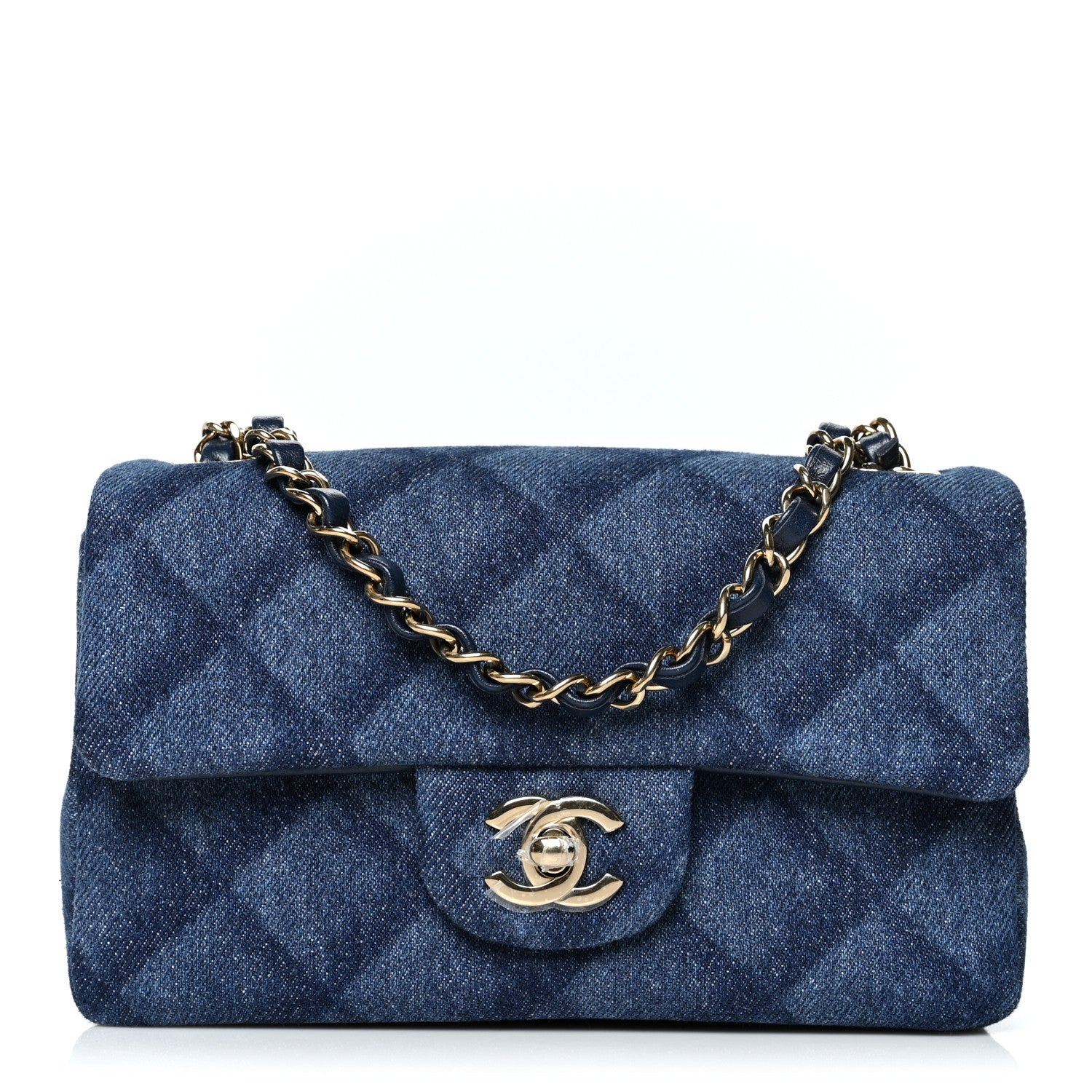Chanel Printed Denim Quilted Mini Rectangular Flap Dark Blue 1 of 10