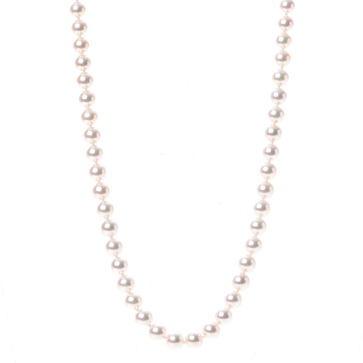 18K White Gold Akoya 7.5mm 22 Inch Pearl Strand Necklace Earring Set