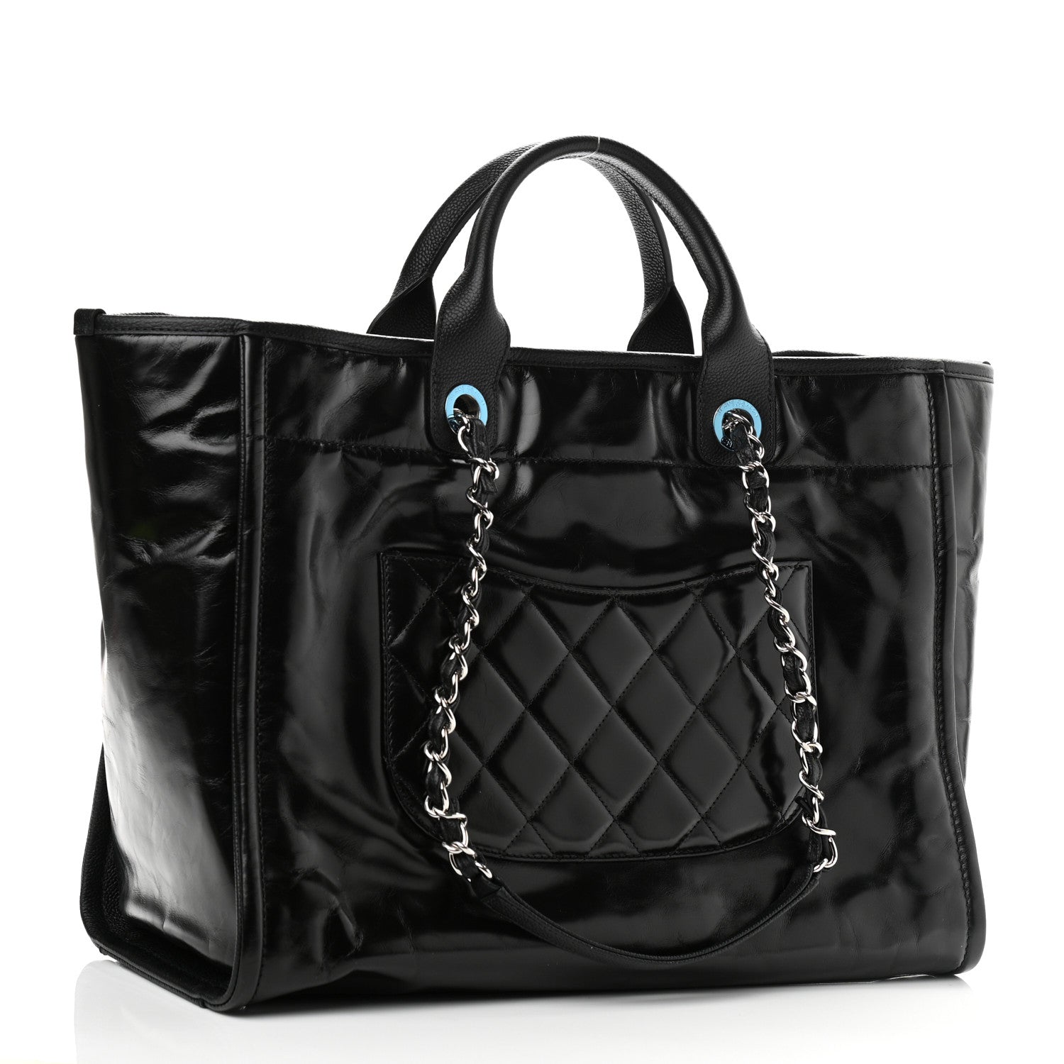 Chanel Glazed Calfskin Large Deauville Tote Black 3 of 10