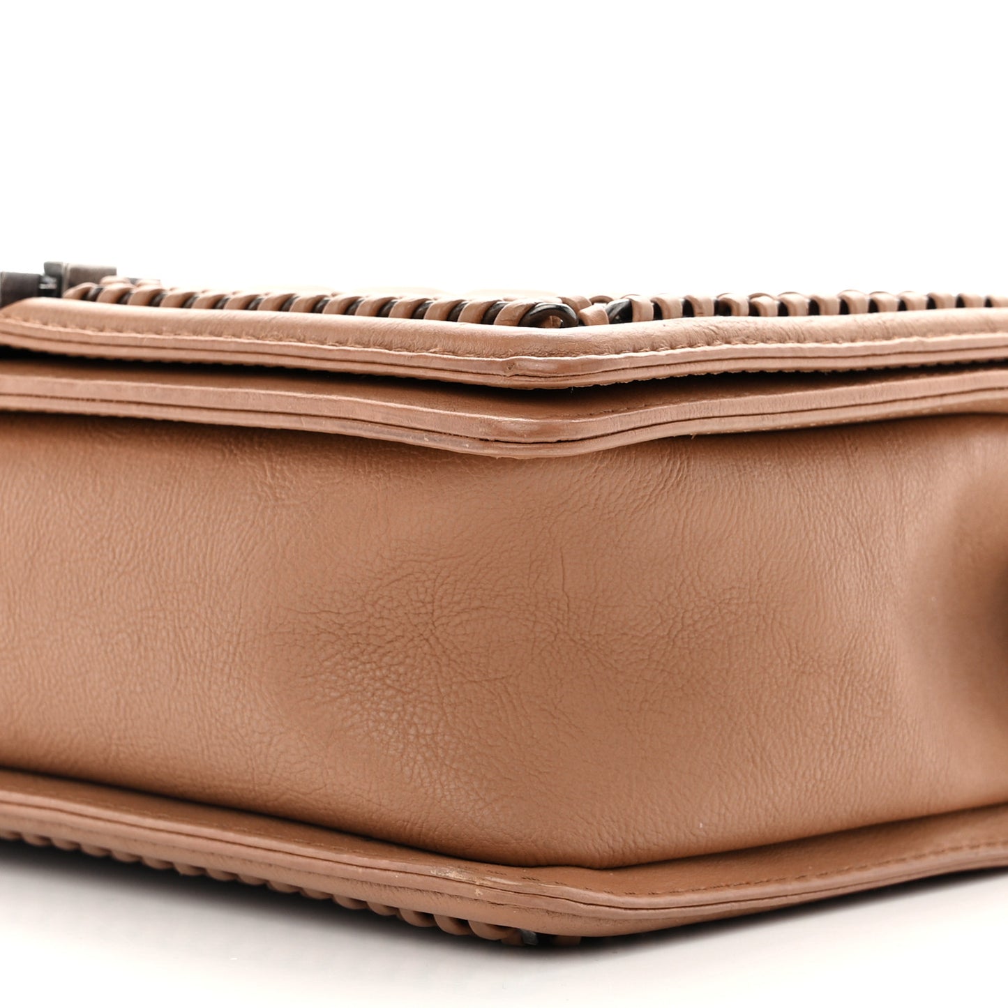 Calfskin Quilted New Medium Boy Top Handle Flap Light Brown