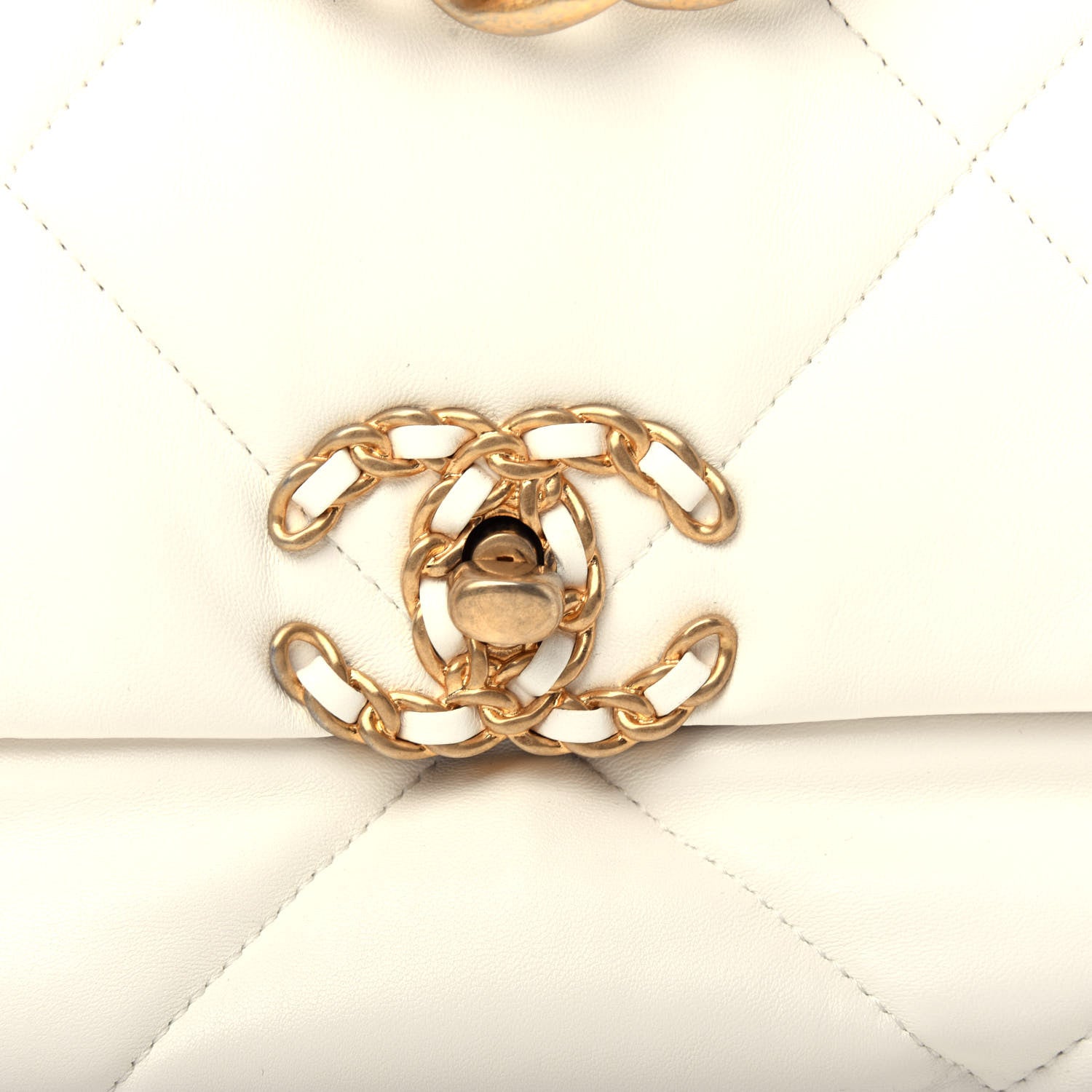 Chanel Lambskin Quilted Large Chanel 19 Flap White 10 of 11