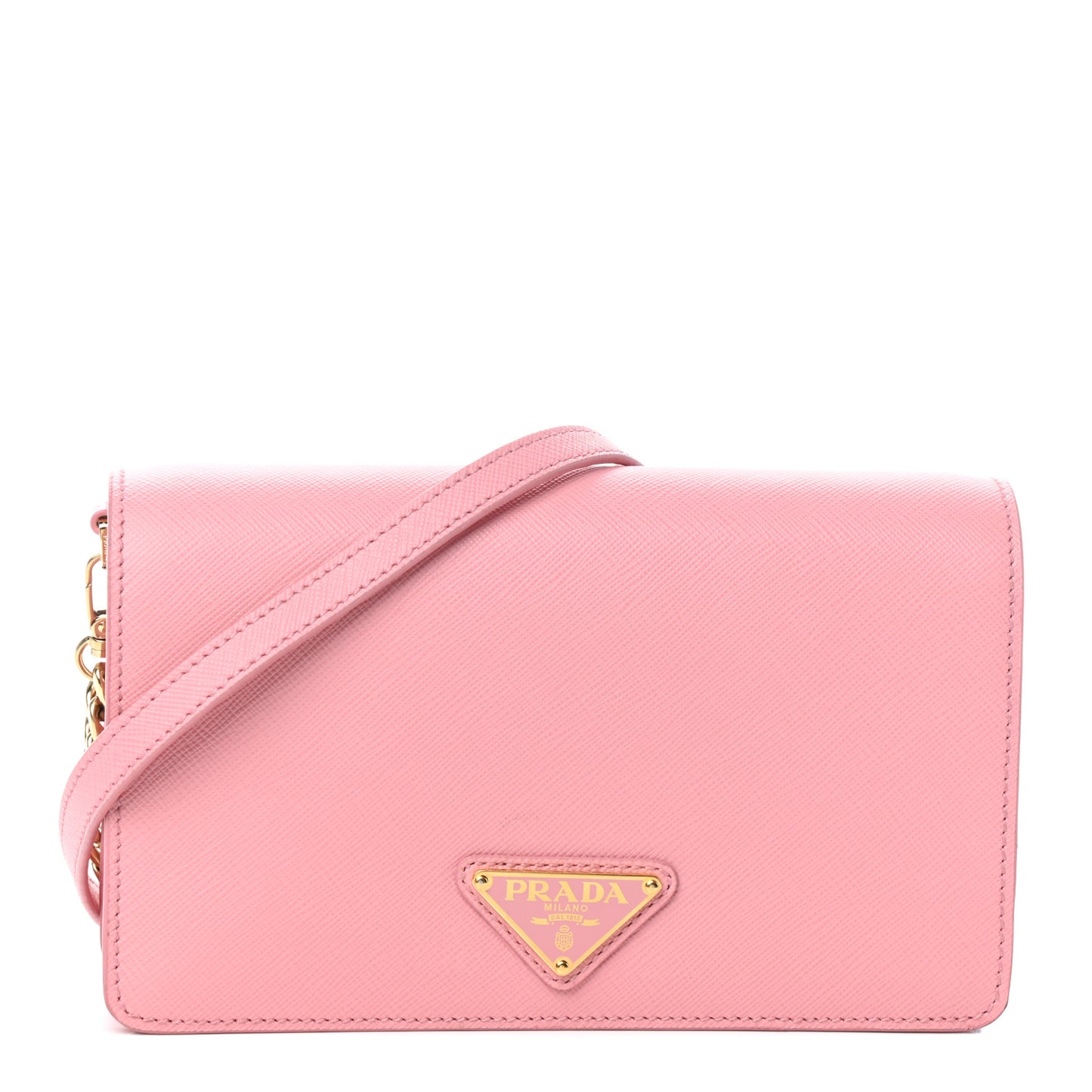 Saffiano Soft Calf Bandoliera Chain Crossbody Bag Petalo