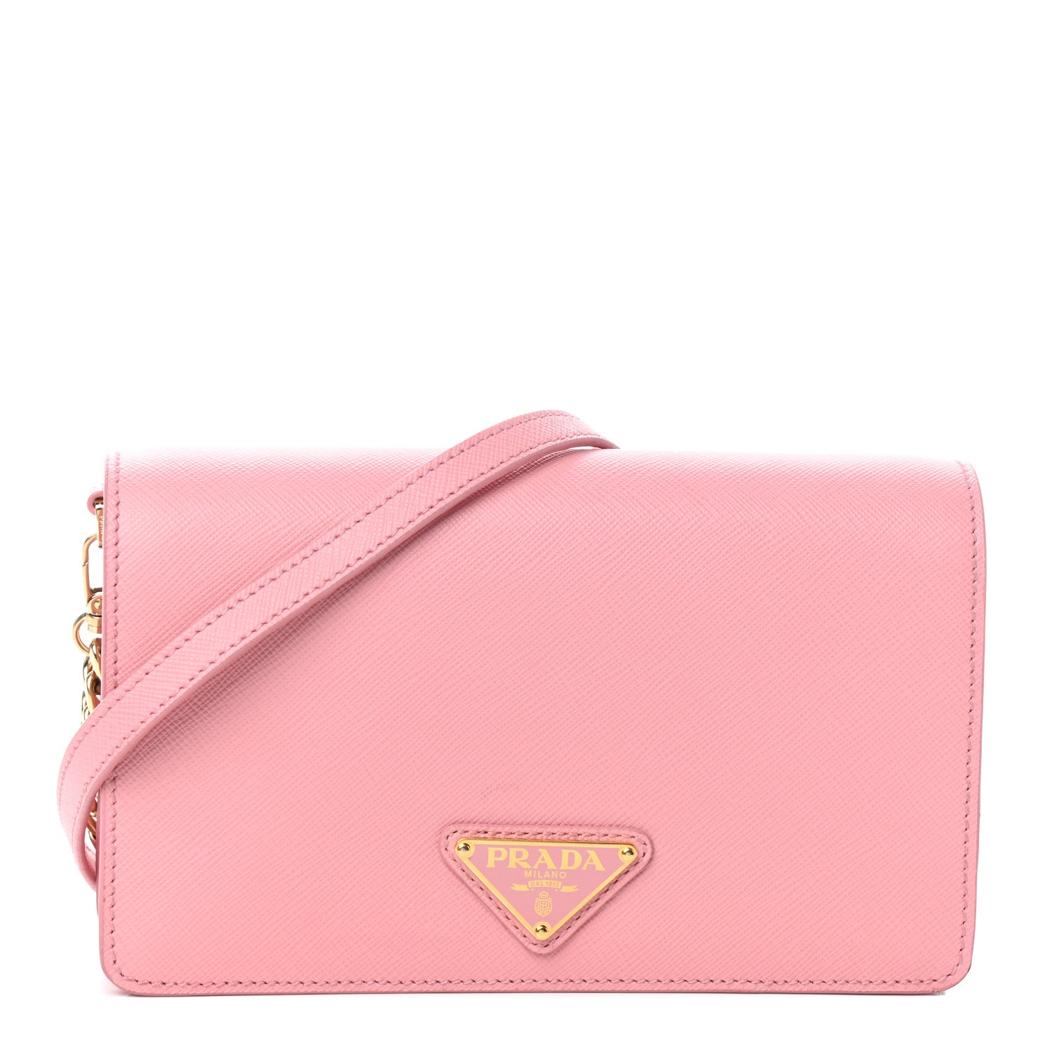 Prada Saffiano Soft Calf Bandoliera Chain Crossbody Bag Petalo 1 of 8