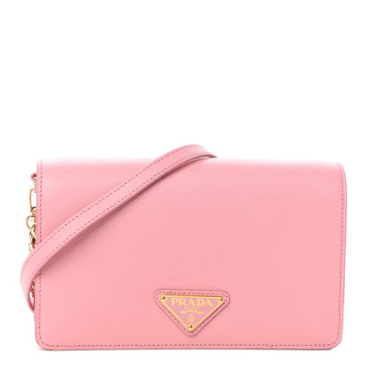 Prada Saffiano Soft Calf Bandoliera Chain Crossbody Bag Petalo 1 of 8