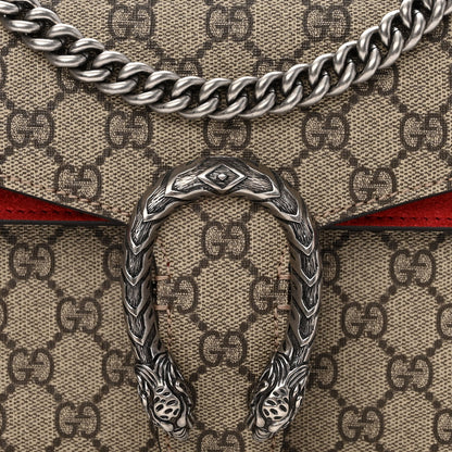 Gucci GG Supreme Monogram Suede Small Dionysus Shoulder Bag Beige Ebony Vulcanic Red 8 of 10