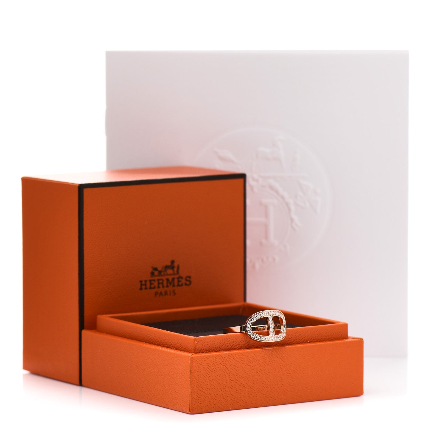 18K Rose Gold Diamond MM Chaine d'Ancre Contour Ring 53 6.5