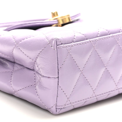 Chanel Shiny Aged Calfskin Quilted Nano Kelly Shopper Lilac 8 of 10