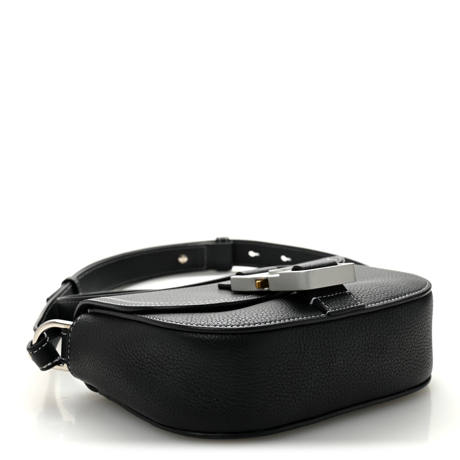 Christian Dior Grained Calfskin Saddle Messenger Bag With Strap Black 2 of 12