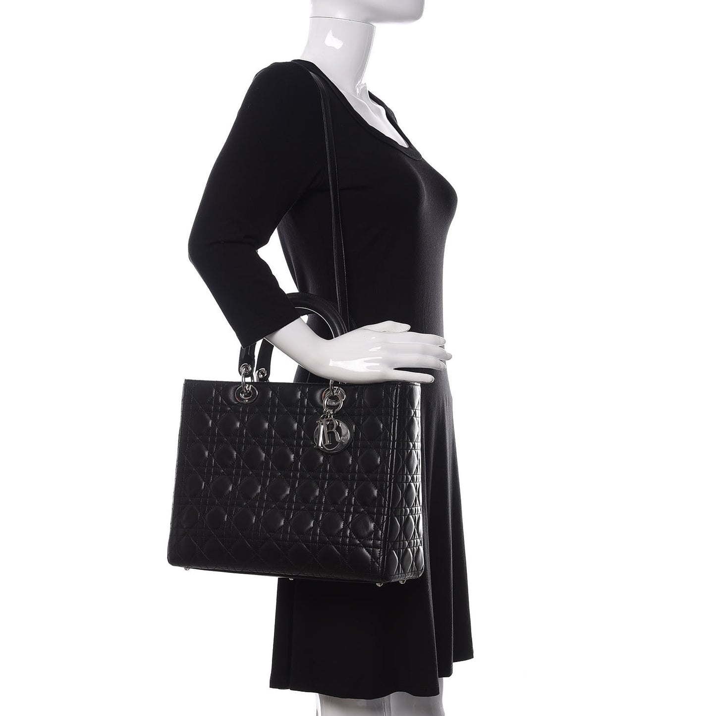 Lambskin Cannage Large Lady Dior Black