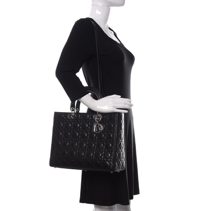 Christian Dior Lambskin Cannage Large Lady Dior Black 2 of 10