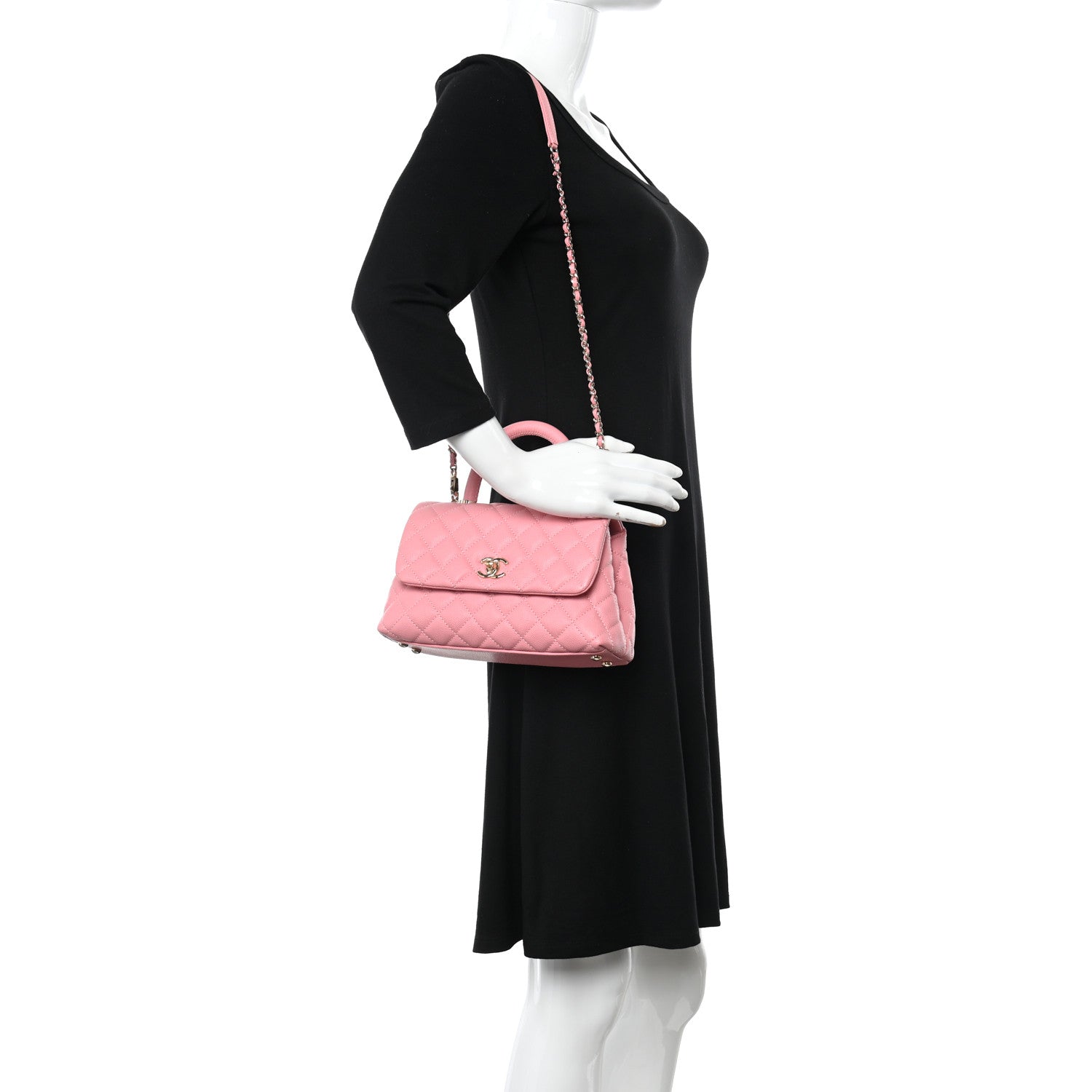 Chanel Caviar Quilted Mini Coco Handle Flap Pink 2 of 11