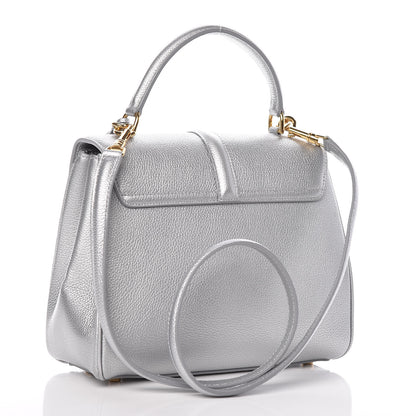 Celine Laminated Grained Calfskin Small 16 Top Handle Bag Silver 3 of 9