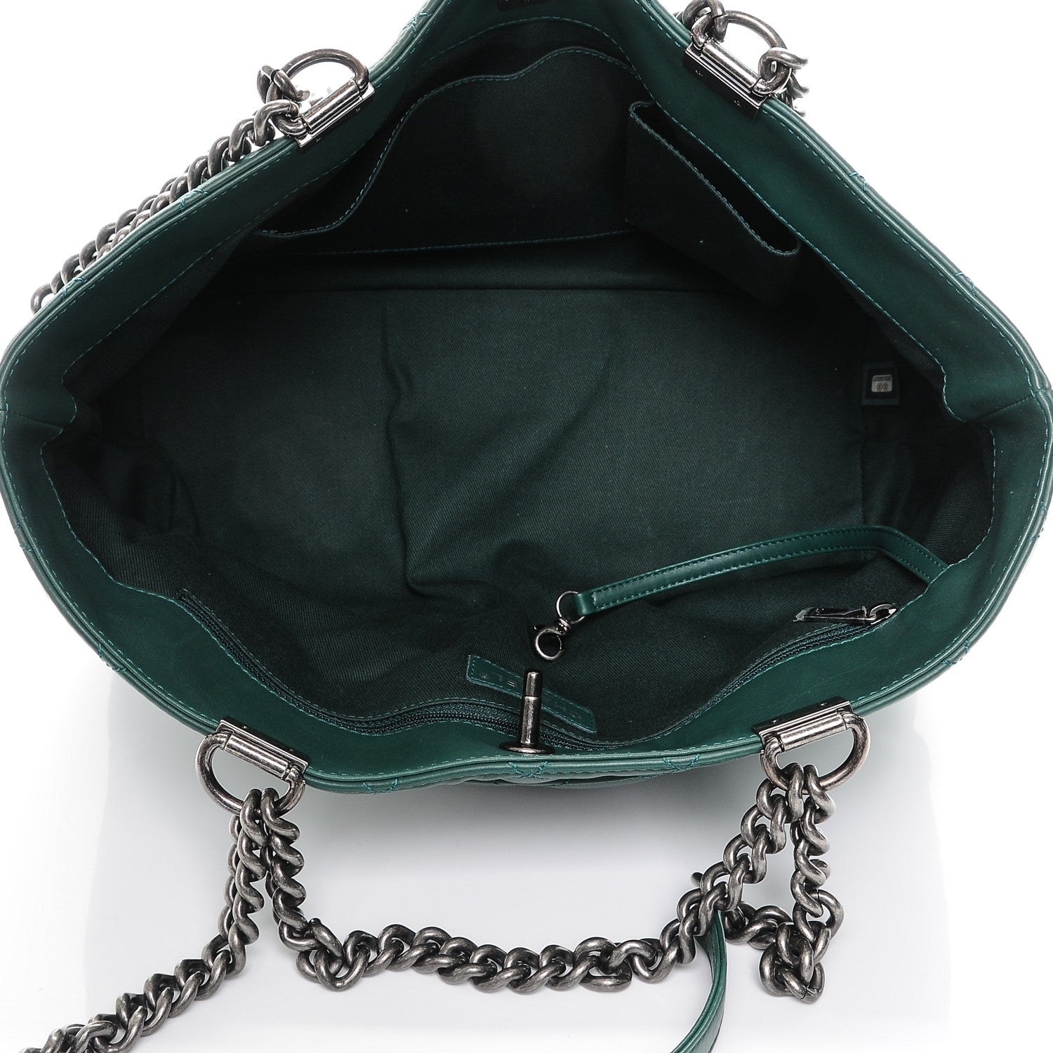 Chanel Calfskin Quilted Small Shopping In Chains Tote Green 5 of 7