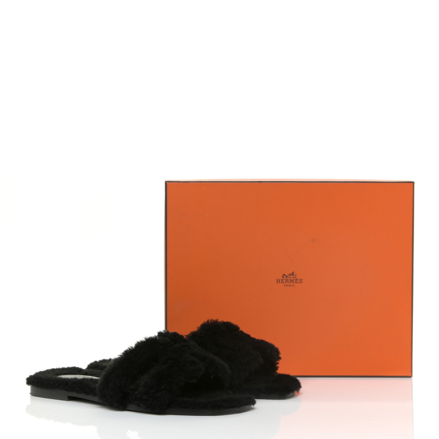 Hermes Woolskin Oran Sandals 38 Black 14 of 14
