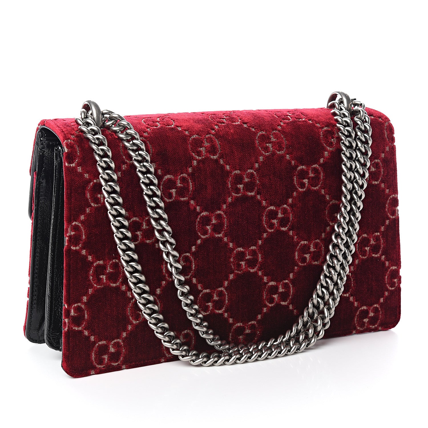 Gucci Velvet Skipper GG Monogram Small Dionysus Shoulder Bag Red Cipria Black 2 of 12