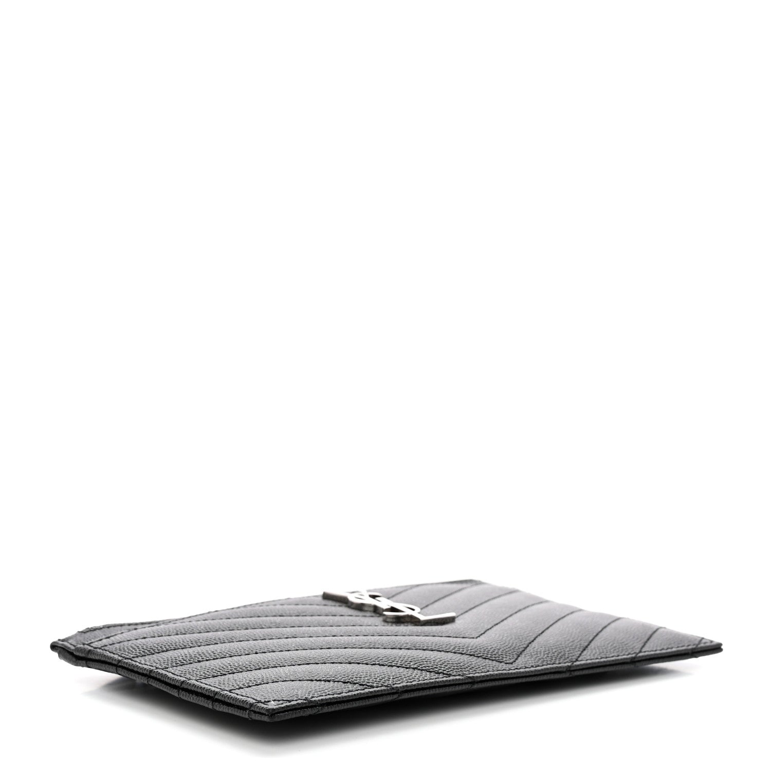 Saint Laurent Grain De Poudre Chevron Monogram Bill Pouch Black 4 of 7