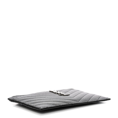 Saint Laurent Grain De Poudre Chevron Monogram Bill Pouch Black 4 of 7