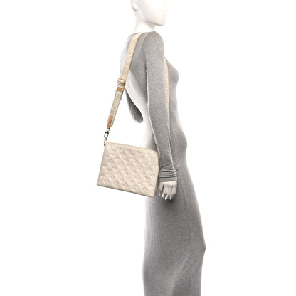 Louis Vuitton Lambskin Embossed Monogram Coussin PM Beige Cream 2 of 9