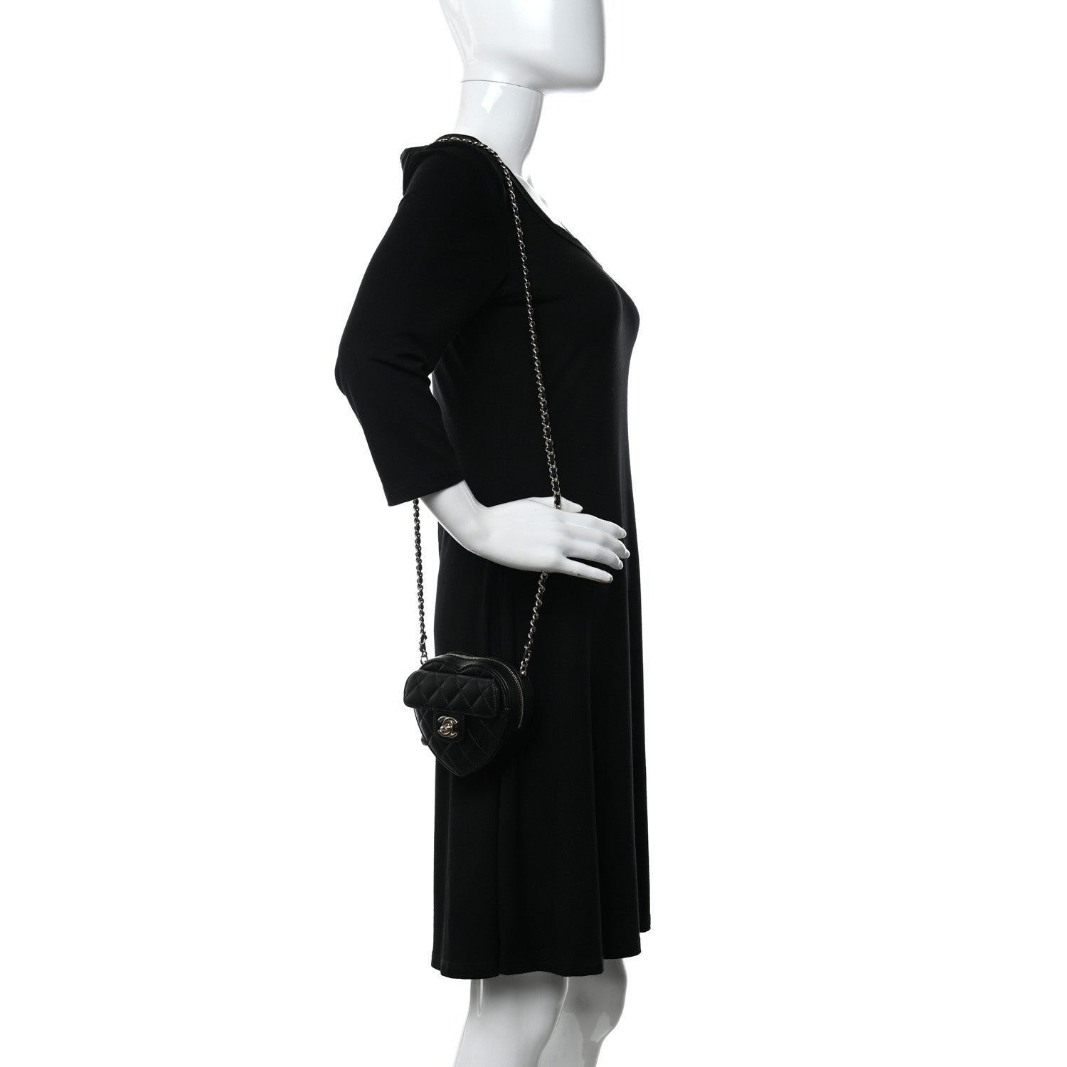 Chanel Lambskin Quilted CC In Love Heart Clutch With Chain Black 2 of 10