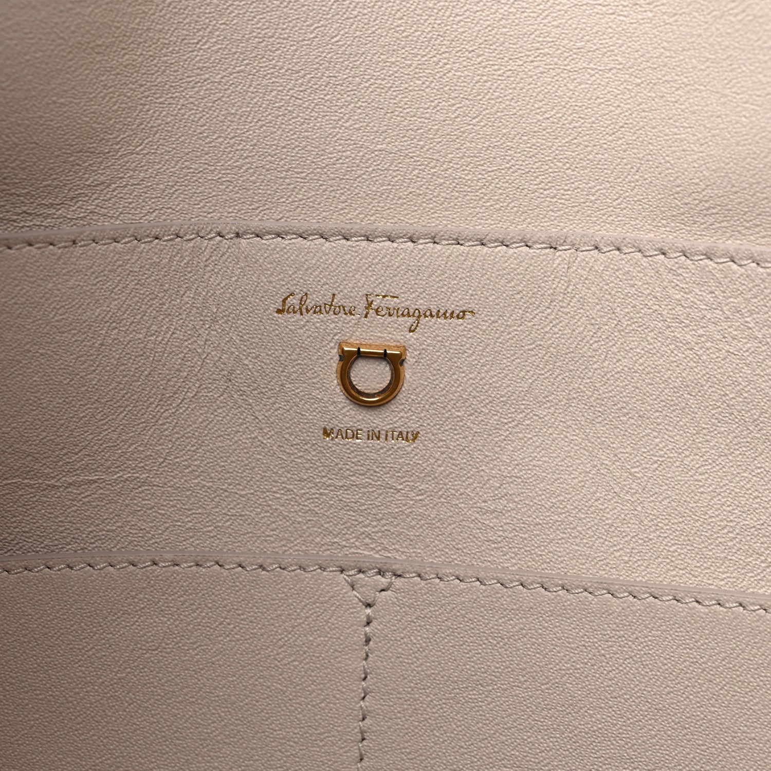 Salvatore Ferragamo Calfskin Gancini Trifolio Tote Bag Beige 7 of 15