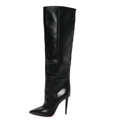 Christian Louboutin Calfskin Astrilarge 95 Knee Boots 39 Black 1 of 7