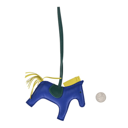 Hermes Milo Lambskin Grigri Rodeo Horse Bag Charm MM Bleu Electrique Malachite Lime 2 of 4