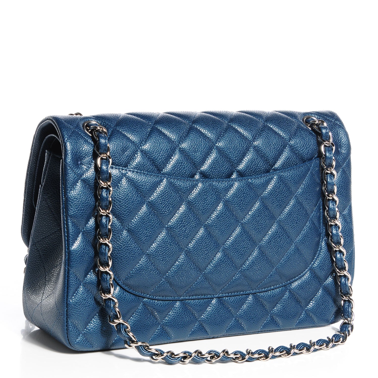 Chanel Caviar Quilted Jumbo Double Flap Blue 3 of 11
