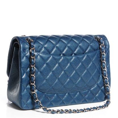 Chanel Caviar Quilted Jumbo Double Flap Blue 3 of 11