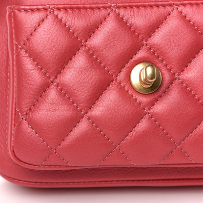 Chanel Calfskin Quilted Top Handle Flap Dark Pink 11 of 12