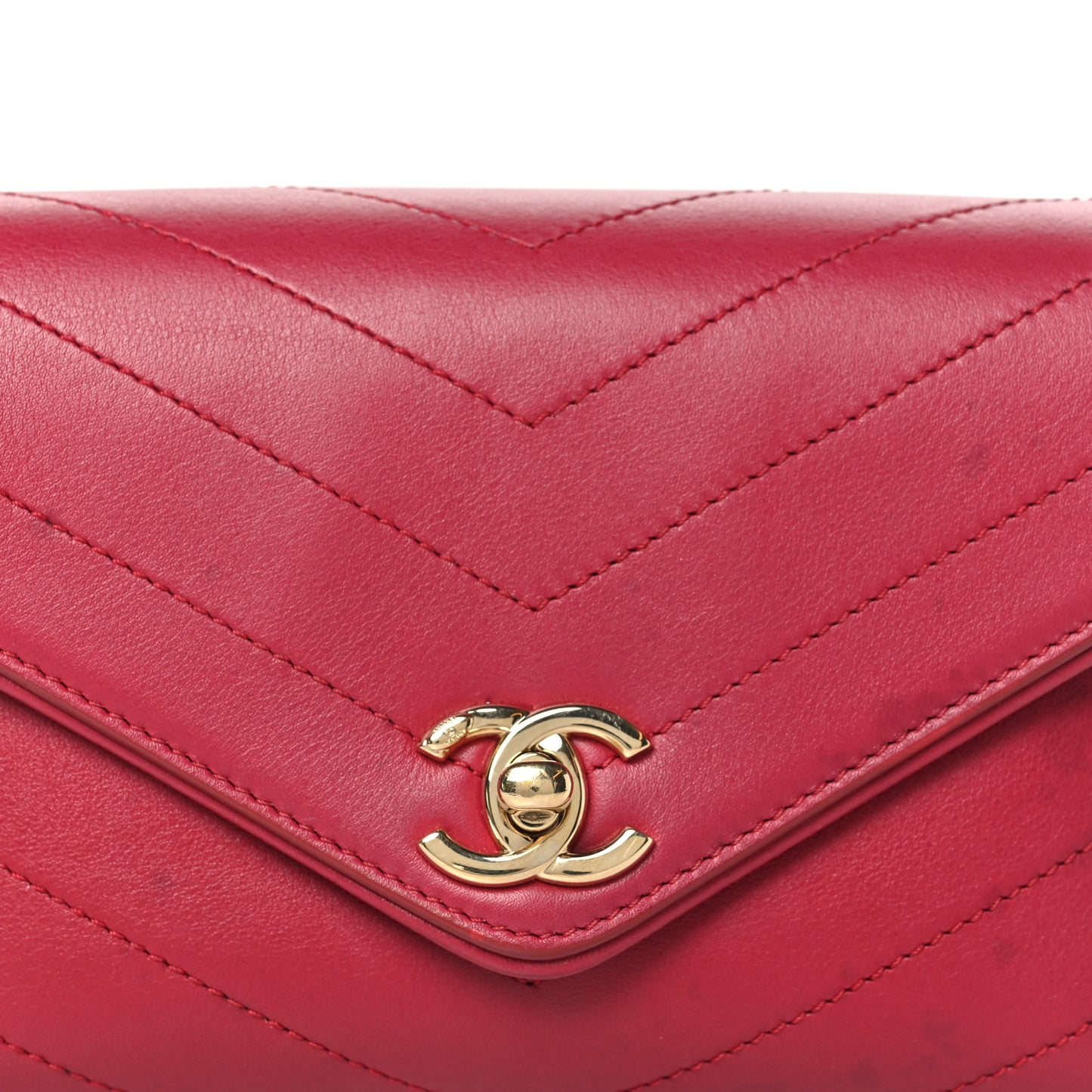 Calfskin Chevron Stitched Coco Waist Bag Red
