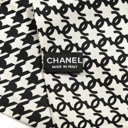 Chanel Silk Twill Houndstooth Slim Bandeau Scarf Black Ecru 3 of 3