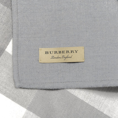 Burberry Wool Solid to Check Charlotte Cape Scarf Light Grey 2 of 3
