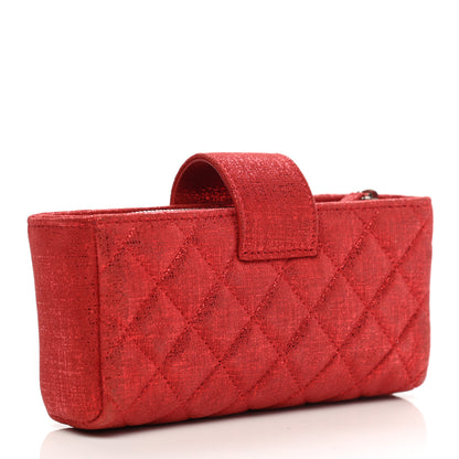 Chanel Glitter Calfskin Mini Phone Holder Clutch Red 4 of 10