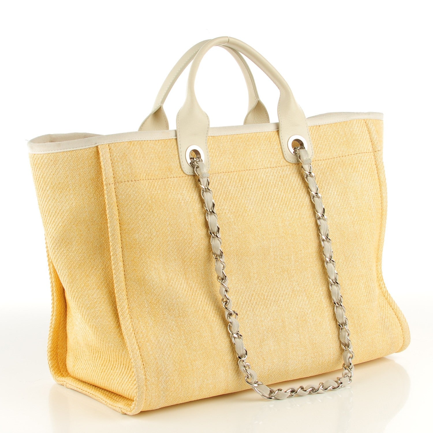 Chanel Woven Straw Raffia Large Deauville Tote Yellow 3 of 7