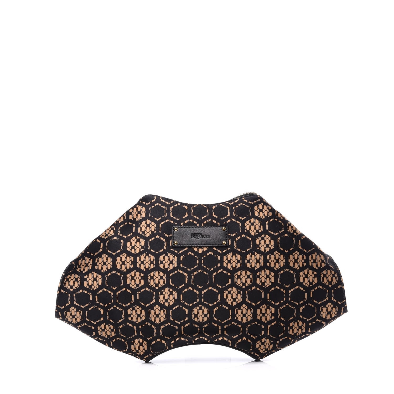 Alexander McQueen Silk Honeycomb Printed De Manta Clutch Flesh Black 1 of 9