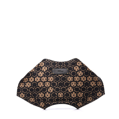 Alexander McQueen Silk Honeycomb Printed De Manta Clutch Flesh Black 1 of 9