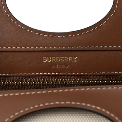Burberry Canvas Smooth Calfskin Two Tone Mini Pocket Bag Natural Malt Brown 5 of 7