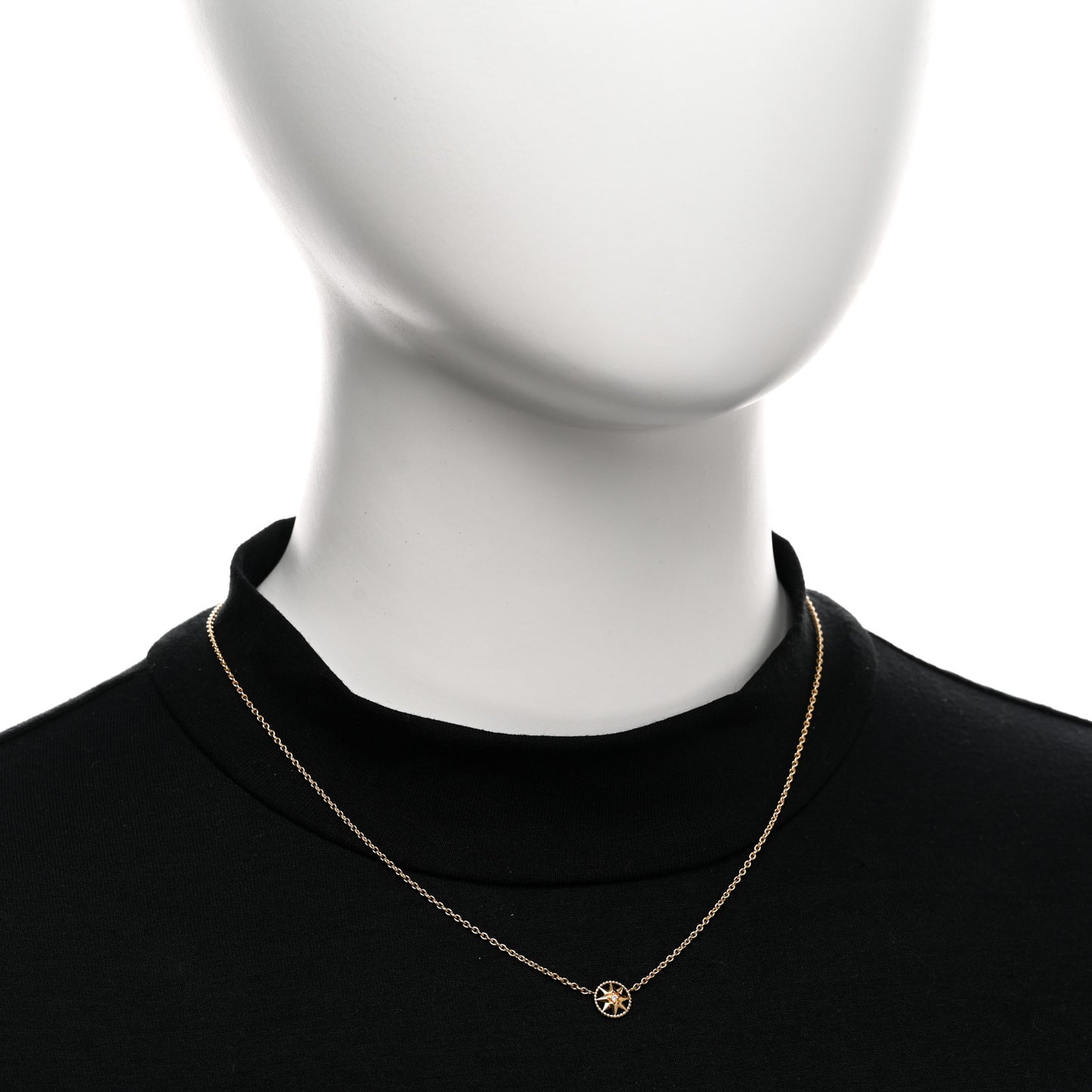 18K Yellow Gold Diamond Mini Rose Des Vents Necklace