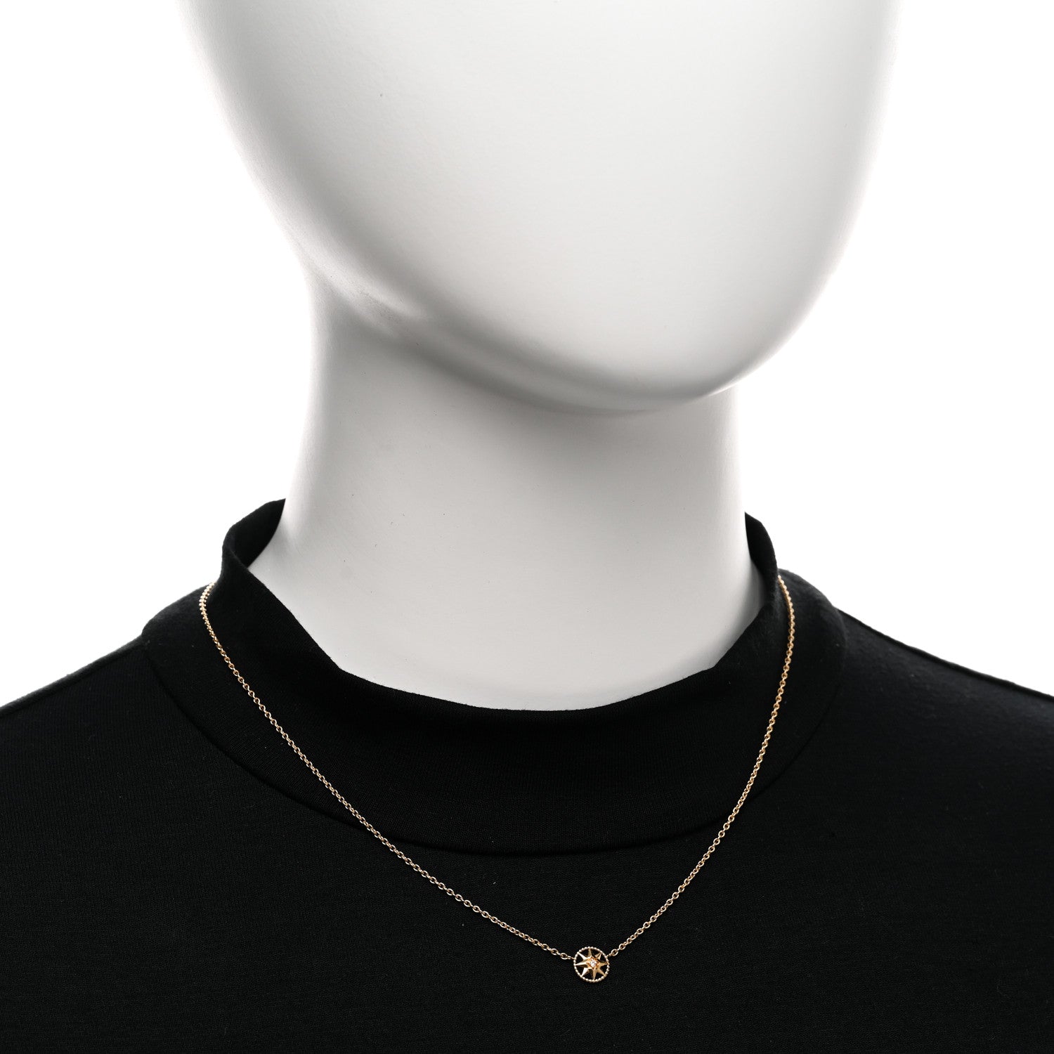 Christian Dior 18K Yellow Gold Diamond Mini Rose Des Vents Necklace 2 of 6