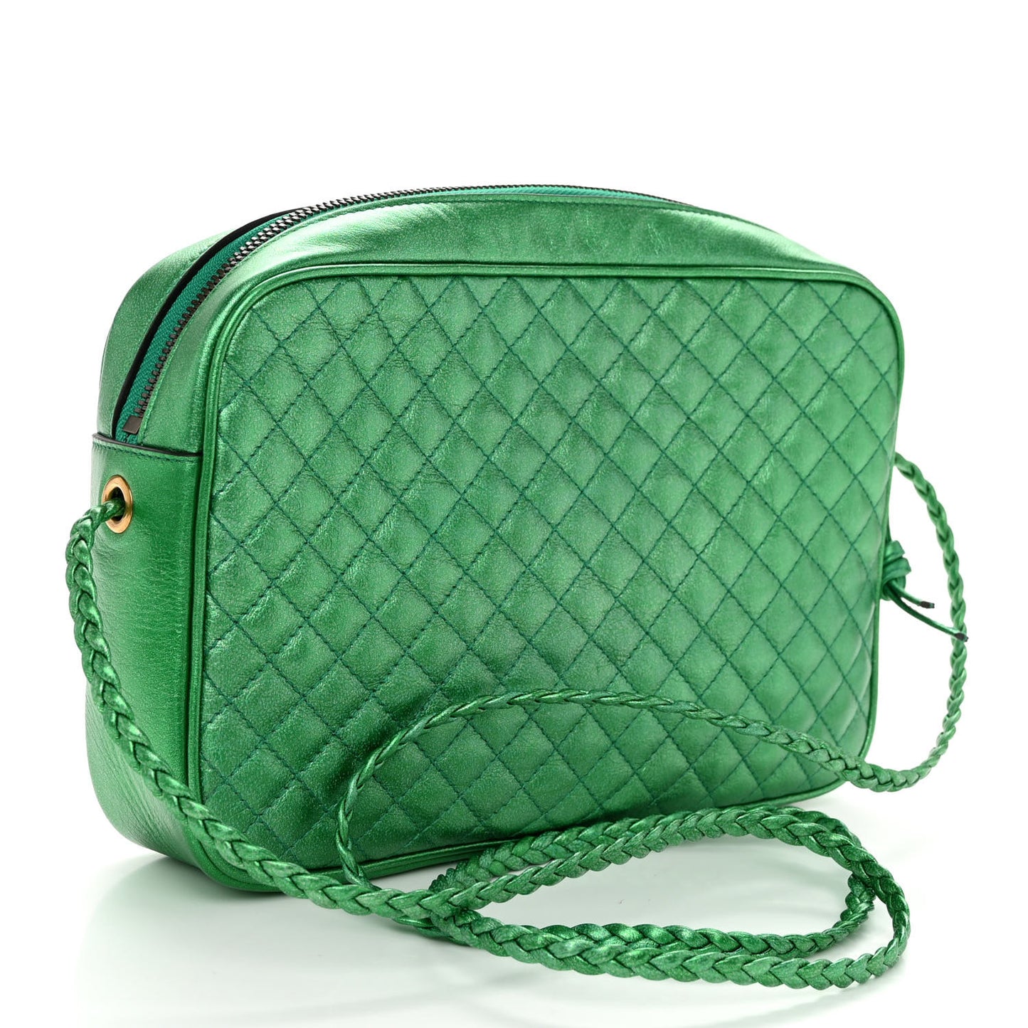 Laminated Nappa Trapuntata Small Zumi Shoulder Bag Jasmine Green