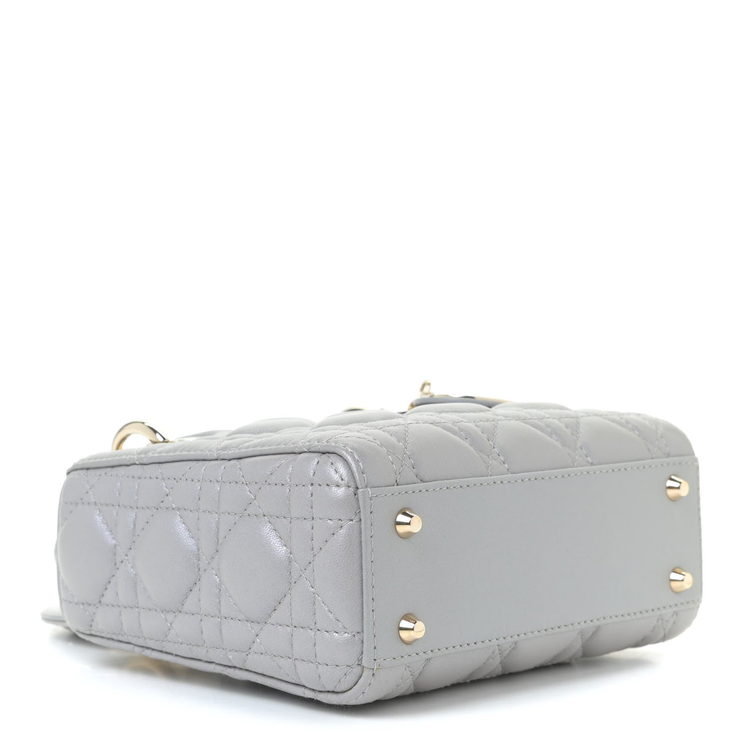 Christian Dior Metallic Lambskin Cannage Mini Lady Dior Grey 8 of 13
