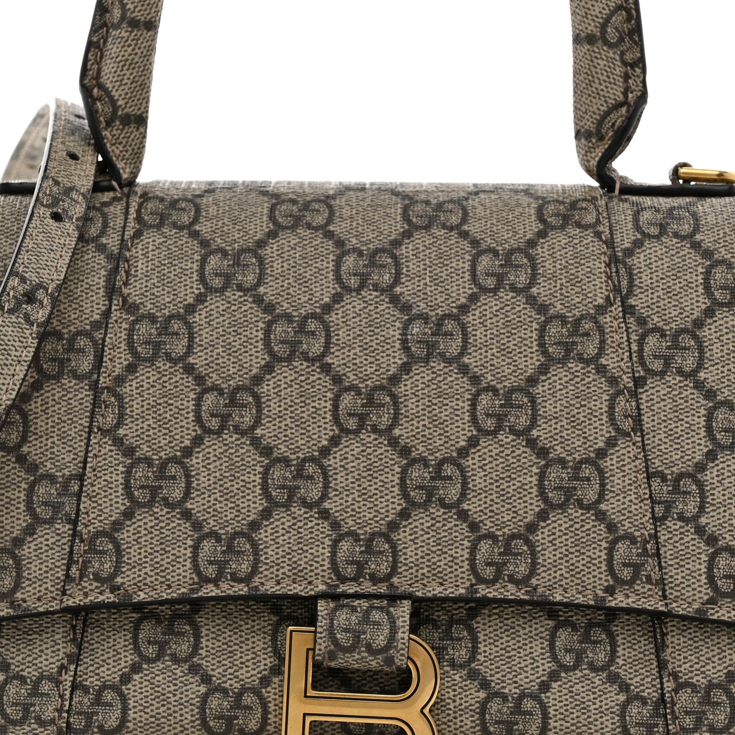 Balenciaga X GUCCI GG Supreme Monogram Small Hourglass Top Handle Bag Beige Ebony 8 of 10